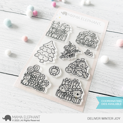 Deliver Winter Joy stamp by Mama Elephant for cardmaking and paper crafts.  UK Stockist, Seven Hills Crafts