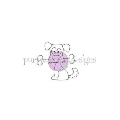 Scruffy the dog with a bone unmounted rubber stamp by Shari Bresciani for Purple Onion Designs.  Exclusive in the UK to Seven Hills Crafts  Christmas crafting