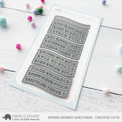Spring Banner Greetings Die by Mama Elephant for cardmaking and paper crafts.  UK Stockist, Seven Hills Craft