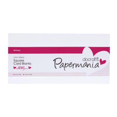 Papermania 13.5 x 13.5cm Square Cards and Envelopes Pack - White (50)