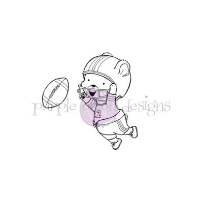 purple onion designs Stacey Yacula Amongst the Pines Collection Blitz bear playing american football unmounted red rubber stamp    Exclusive to Seven Hills Crafts in the UK