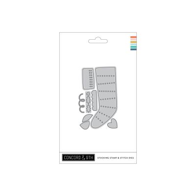 Stocking Stamp and Stitch Die by Concord and 9th Playful for cardmaking and paper crafts.  UK Stockist, Seven Hills Crafts