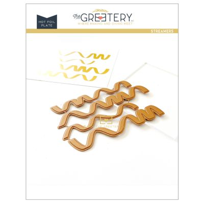 Streamers Hot Foil Plate by The Greetery, Confetti Encore Collection, UK Exclusive Stockist, Seven Hills Crafts 5 star rated for customer service, speed of delivery and value