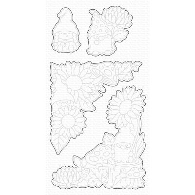 sunflower gnomes die by mft stamp for cardmaking and paper crafting available from Seven Hills Crafts, UK Stockist, 5 star rated for customer service, speed of delivery and value