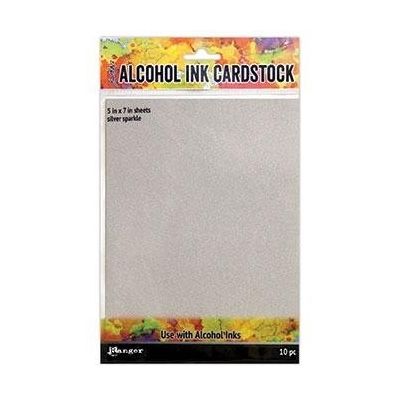 Alcohol Ink Cardstock Silver Sparkle 5"x7" (10 sheet pack)