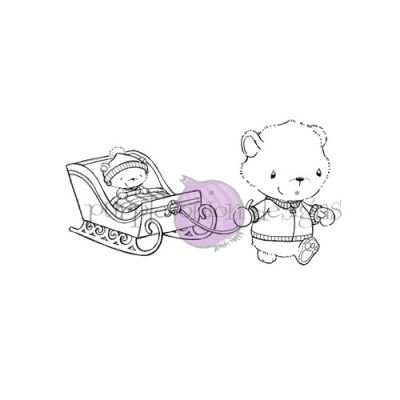Theodore & Little (Bears with Sled) unmounted rubber stamp by Stacey Yacula for Purple Onion Designs.  Exclusive in the UK to Seven Hills Crafts