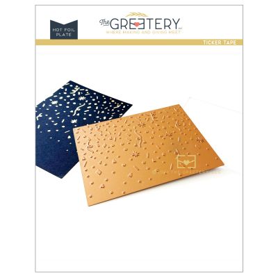 Ticker Tape Hot Foil Plate by The Greetery, Confetti Encore Collection, UK Exclusive Stockist, Seven Hills Crafts 5 star rated for customer service, speed of delivery and value