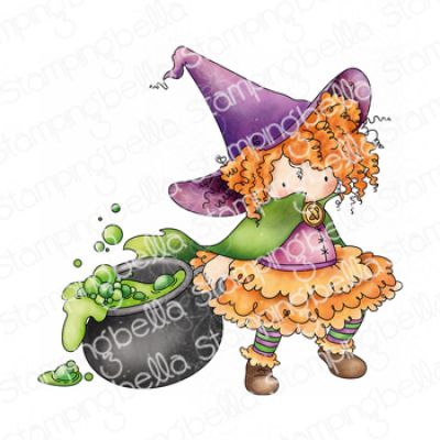 Tiny Townie Wanda The Witch & Cauldron Stamp by Stamping Bella at Seven Hills Crafts, UK Stockist, 5 star rated for customer service, speed of delivery and value