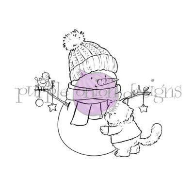 Tofu & The Snowman set Chilliezgraphy by Pei for Purple Onion Designs. Unmounted rubber stamps.  Exclusive in the UK to Seven Hills Crafts