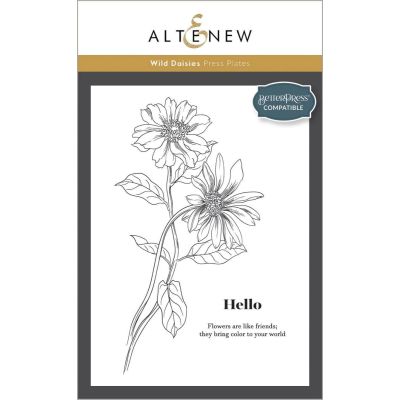 Altenew Wild Daisies letterpress plate for cardmaking and paper crafts.  UK Stockist, Seven Hills Crafts