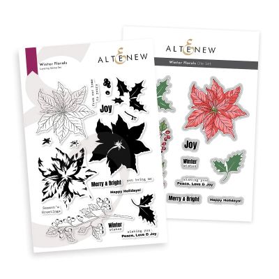 Winter Florals stamp and die set by Altenew for cardmaking and paper crafts.  UK Stockist, Seven Hills Crafts