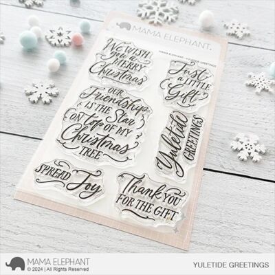 Mama Elephant Yuletide Greetings Stamp for creating stunning sentiments on Christmas cards