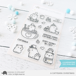 A Caybara Christmas Stamp by Mama Elephant at Seven Hills Crafts, UK Stockist, 5 star rated for customer service, speed of delivery and value