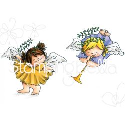 Angel Squidgies Curtsy and Trumpet Stamp