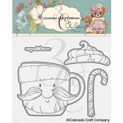 santa cheer mug Die by Kris Lauren for Colorado Craft Company for cardmaking and paper crafts.  UK Stockist, Seven Hills Crafts