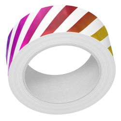 Diagonal Rainbow Stripes Foiled Washi Tape by Lawn Fawn at Seven Hills Crafts UK stockist 5 star rated for customer service, speed of delivery and value