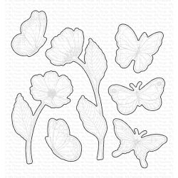 MFT Stamps butterflies and blooms die set for cardmaking and paper crafts.  UK Stockist, Seven Hills Crafts   Stacey Yacula