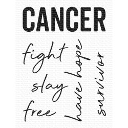crush cancer stamp by mft stamp for cardmaking and paper crafting available from Seven Hills Crafts, UK Stockist, 5 star rated for customer service, speed of delivery and value