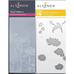 Altenew Playful Wildflower Embossing Folder and Stencil set for cardmaking and paper crafts.  UK Stockist, Seven Hills Crafts