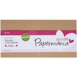 Papermania 13.5 x 13.5cm Square Cards and Envelopes Pack - Kraft (50)