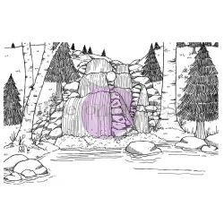 Purple Onion Designs Stacey Yacula Amongst the Pines Collection Rainbow Falls unmounted red rubber stamp   Exclusive to Seven Hills Crafts in the UK