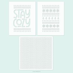 Stay Cozy Stencil by Concord and 9th Playful for cardmaking and paper crafts.  UK Stockist, Seven Hills Crafts