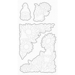 sunflower gnomes die by mft stamp for cardmaking and paper crafting available from Seven Hills Crafts, UK Stockist, 5 star rated for customer service, speed of delivery and value