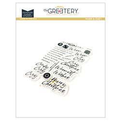 The Greetery Warm & Cozy Stamp for creating warm and cozy sentiments to pair with airmchair and fireplace dies for get well, christmas and winter birthday cards, include details for rugs and cushions too