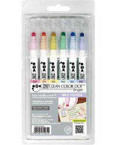 Zig Clean Color Dot Pens (6 pack) Mild Colours