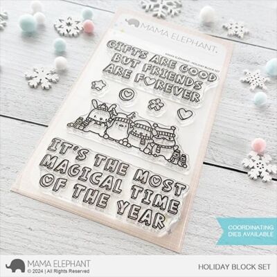 Mama Elephant Holiday Block Set Die for Christmas Crafting