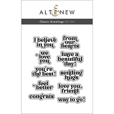 classic greetings die set by altenew for cardmaking and paper crafting available from Seven Hills Crafts, UK Stockist, 5 star rated for customer service, speed of delivery and value