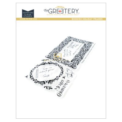 The Greetery Bookish Holiday Frames Stamp to cut intricate frames for the elegant vintage patterns in the bookish hoilday frames die.  Ideal borders for all year round elegant card making