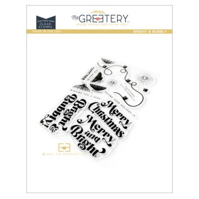 Bright & Bubbly Stamp by The Greetery, Recollective Holiday Collection, UK Exclusive Stockist, Seven Hills Crafts 5 star rated for customer service, speed of delivery and value