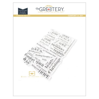 Comfort & Joy Stamp by The Greetery, Recollective Holiday Collection, UK Exclusive Stockist, Seven Hills Crafts 5 star rated for customer service, speed of delivery and value