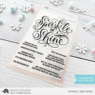 Mama Elephant Sparkle and Shine Die for cutting sentiments for Christmas, winter and new year cards