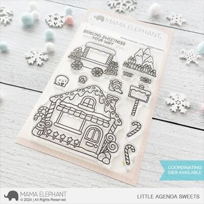 Mama Elephant Little Agenda Sweets Die for creating gingerbread themed Christmas Cards