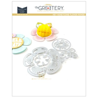 Hey Honeycomb Flower Power Die by The Greetery, Confetti Encore Collection, UK Exclusive Stockist, Seven Hills Crafts 5 star rated for customer service, speed of delivery and value