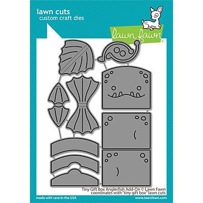 Tiny Gift box anglerfish add on Die by Lawn Fawn at Seven Hills Crafts UK stockist 5 star rated for customer service, speed of delivery and value