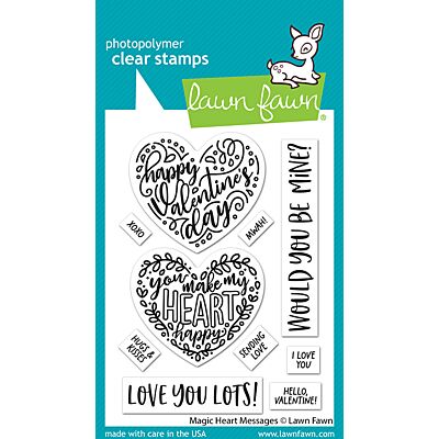 magic heart messages die by Lawn Fawn at Seven Hills Crafts UK stockist 5 star rated for customer service, speed of delivery and value