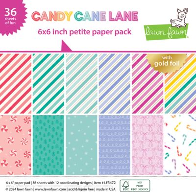 Lawn Fawn Candy Cane Lane 6 x 6 Paper Pad (Foiled)