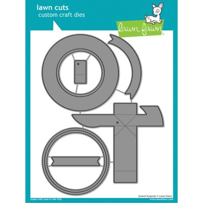 Lawn Fawn Swivel Surprise Die for creating fun interactive cards where an image swivels and pops to reveal a hidden part on opening your handmade card