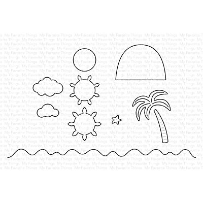 MFT Stamps island paradise die set for cardmaking and paper crafts.  UK Stockist, Seven Hills Crafts 
