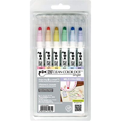 Zig Clean Color Dot Pens (6 pack) Mild Colours