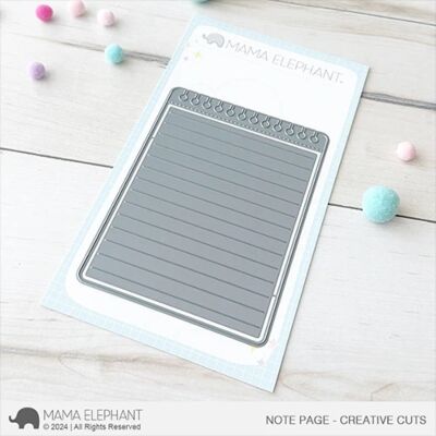 Mama Elephant Note Page Die to create note page backgrounds for cards