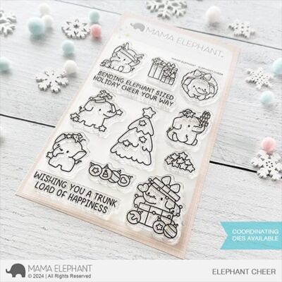 Mama Elephant Elephant Cheer Die for creating cute Christmas cards featuring elephants