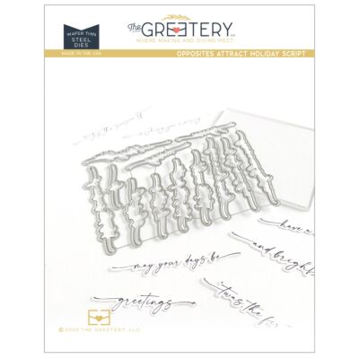 Exclusive UK Supplier of The Greetery - Opposites Attract Holiday Script Die for papercrafting