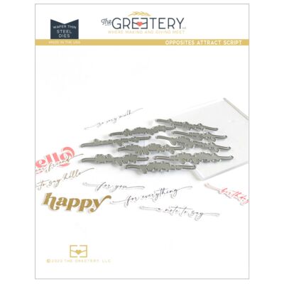 Exclusive UK Supplier of The Greetery - Opposites Attract Script Die for papercrafting