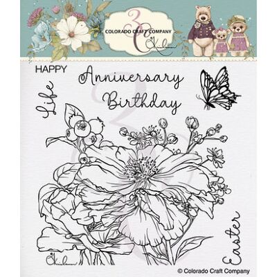 Kris Lauren Happy Peony 6x6 Stamp