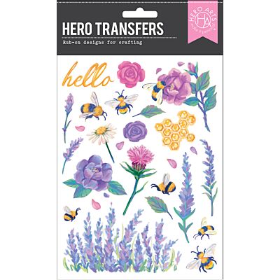 HA Bee Florals Rub-On Transfers Set