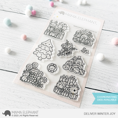 Deliver Winter Joy stamp by Mama Elephant for cardmaking and paper crafts.  UK Stockist, Seven Hills Crafts